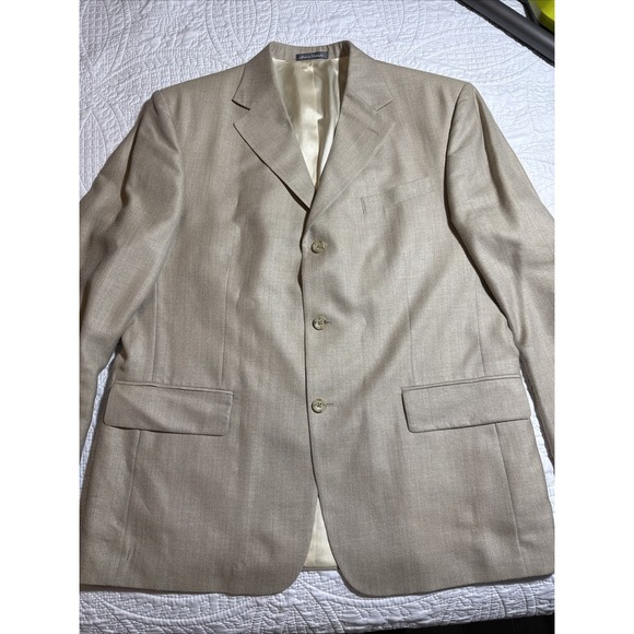 OSCAR DE LA RENTA Mens Tan Sport Coat Suit Jacket Blazer 44 Reg - Picture 1 of 13